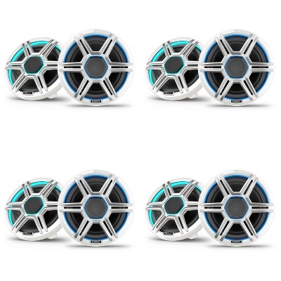 Garmin Fusion 4 Pairs Apollo AP-FL77SPW 7.7" LED Marine Speakers Sport Grills, White, Pair