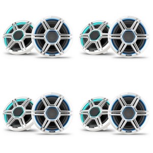 Garmin Fusion 4 Pairs Apollo AP-FL77SPW 7.7" LED Marine Speakers Sport Grills, White, Pair - 1 of 4