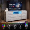 9 Drawer Dresser 55” Long TV Stand for Bedroom Entertainment Center with Power Outlet LED Light for 55"-65" TV Dresser with Fabric Storage White - 3 of 4
