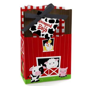 Big Dot of Happiness Farm Animals - Baby Shower or Birthday Party Favor Boxes - Set of 12