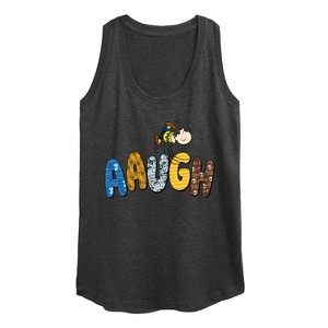 Women's - Peanuts - Aaugh Pattern Charlie Brown Graphic Racerback Tank - 1 of 4