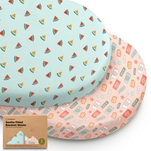 KeaBabies Organic Bassinet Sheet for Baby Girls, Boys, 2-Pack Soothe Bassinet Fitted Sheets, Bedside Bassinet Mattress Sheet - 1 of 4