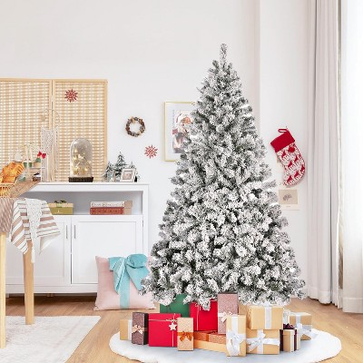 7.5 ft Snow Flocked White Spruce Christmas Tree with Lights