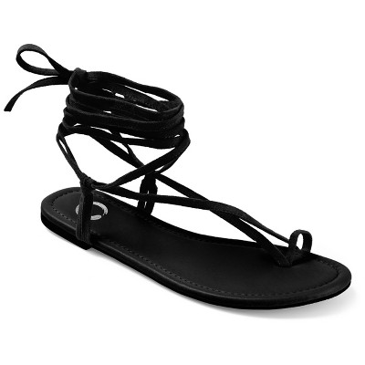 Journee Collection Womens Mischa Ankle Wrap Low Block Heel Sandals Black 6.5