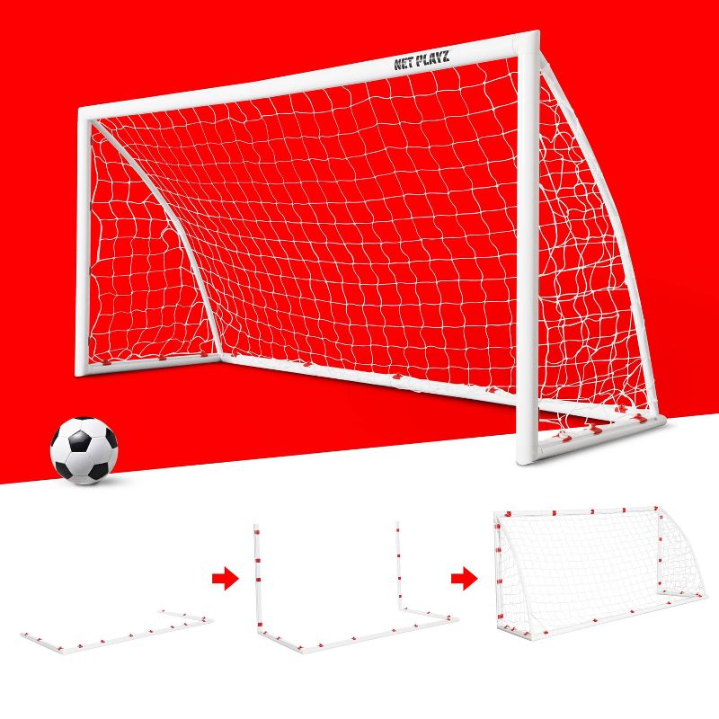 Net Playz High Strength Fast Setup PVC Backyard Soccer Goal - 8&#39; x 3 x 4&#39;, 4 of 7
