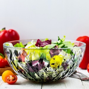 Le'raze Decorative Diamond Design Glass Bowl Centerpiece Table Decoration - 74oz. - 1 of 4