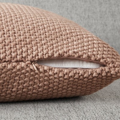 20" x 20" Brown Acrylic Knit Square Pillow Cover