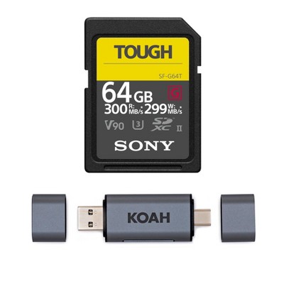 Sony 64gb Sf-m Series High Speed Tough Sd Card (2-pack) & Koah