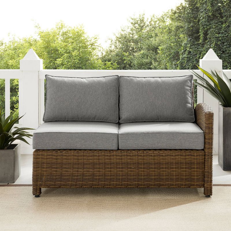 Bradenton Outdoor Wicker Sectional Right Side Loveseat - Gray/Weathered Brown - Crosley, 4 of 16