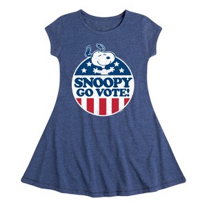 Girls' - Peanuts - Snoopy Go Vote Fit & Flair Cap Sleeve Dress - 1 of 4