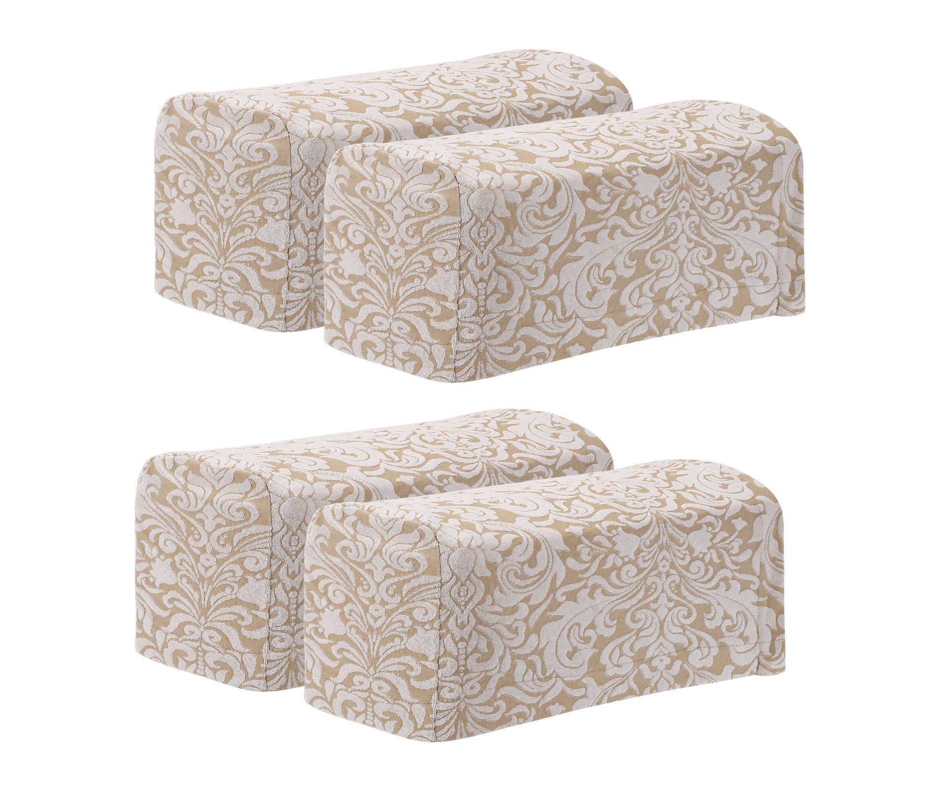 Unique Bargains Anti-Slip Stretch Jacquard Couch Arm Slipcovers 4 Pcs Apricot