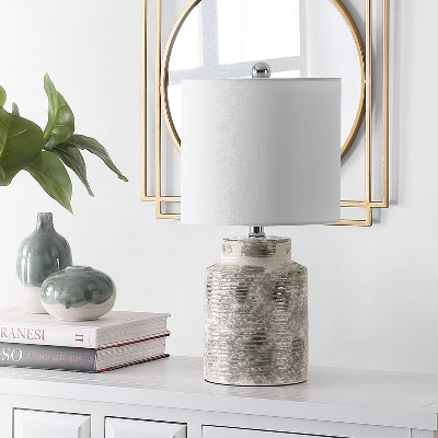 Branko 13'' Modern White Textured Ceramic Arc Table Lamp