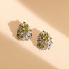 SOHI Women's Olive Green Textured Crystal Stud Earrings - 2 of 4