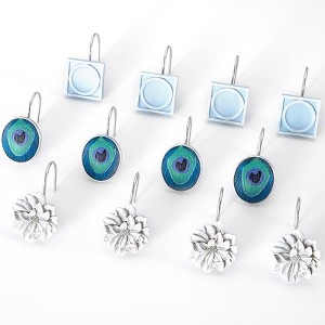 The Lakeside Collection Blue Peacock Bath Collection - Set of 12 Hooks - 1 of 4