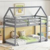 RISOKEYS Twin over Twin Rubber Wood Floor Bunk Bed - House-Shaped Bunk Bed Frame with Ladder and Guardrails, Floor Bunk Bed for Kids & Teens - 4 of 4