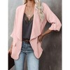 Womens Casual Jackets Fall Outfits for Lady Roll Up Open Front Blazer Longline Blazer Work Office Business Blazers - 3 of 4