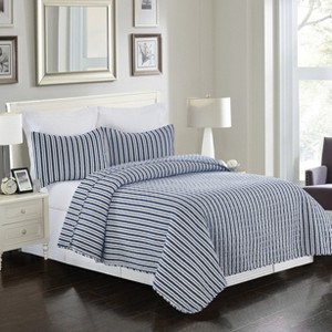 C&F Home French Stripe Cotton Quilt Set   - Reversible and Machine Washable - 1 of 4