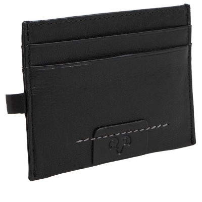 Jack Abrahams - Jack Abrahams Goat Nappa Leather Card Case Minimalist Wallet Black - Black