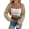 Women Open Front Ribbed Knit Crop Bolero Drop Shoulder Long Sleeve Loose Fit Knitted Crop Cardigan Shrug - 3 of 3