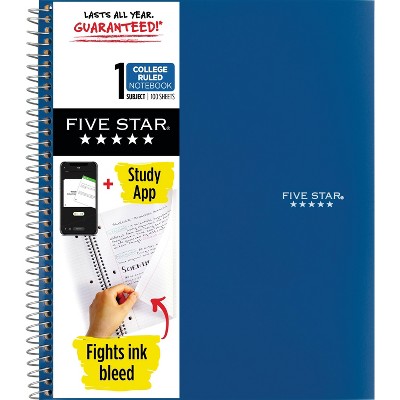 Five Star 1 Subject College Ruled Spiral Notebook (Colors May Vary)