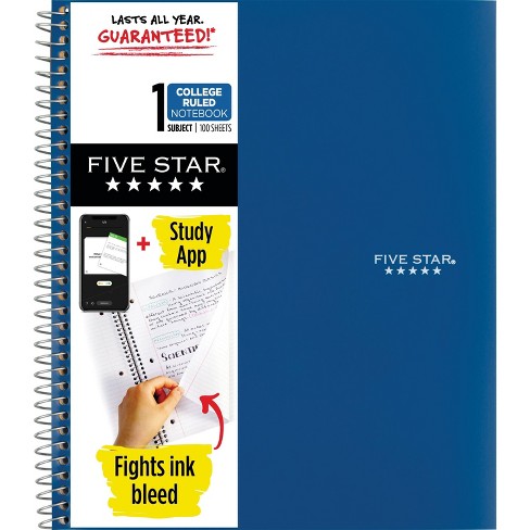 Five Star 1-Subject Spiral Notebook, College Ruled