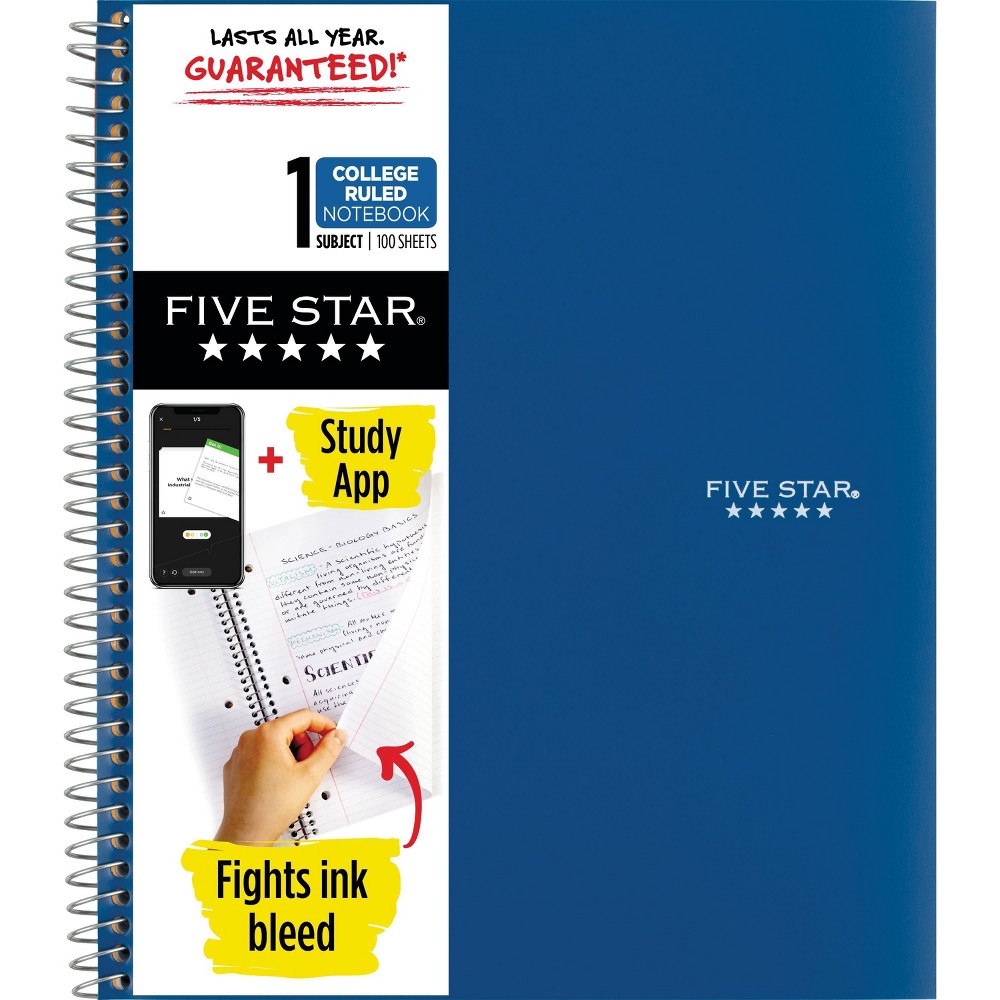 Photos - Notebook Five Star 1 Subject 100pg College Ruled Spiral  (Colors May Vary)