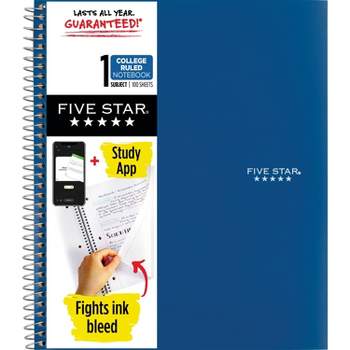 Five Star 1 Subject 100pg College Ruled Spiral Notebook (Colors May Vary)
