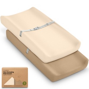 2pk Isla Changing Pad Covers for Girl, Boy, Soft Contoured Diaper Changing Table Pad Cover Sheets Neutral - 1 of 4