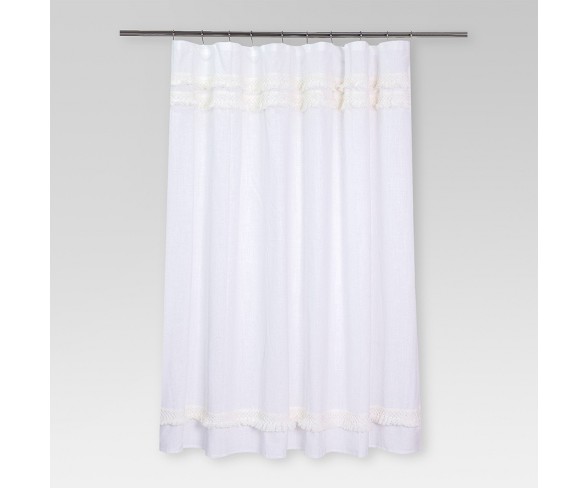 Macramé Fringe Shower Curtain Cream - Threshold™ : Target