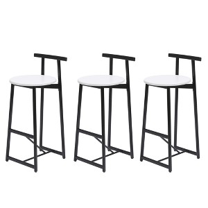 TiramisuBest Set of 3 Counter Height Bar Stools,Armless Dining Chairs with Back for Kitchen Island, Black & Walnut Brown - 1 of 4