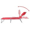 vidaXL Patio Lounge Chair Folding Sunlounger Sunbed with Head Cushion Steel - Red - 3 of 4