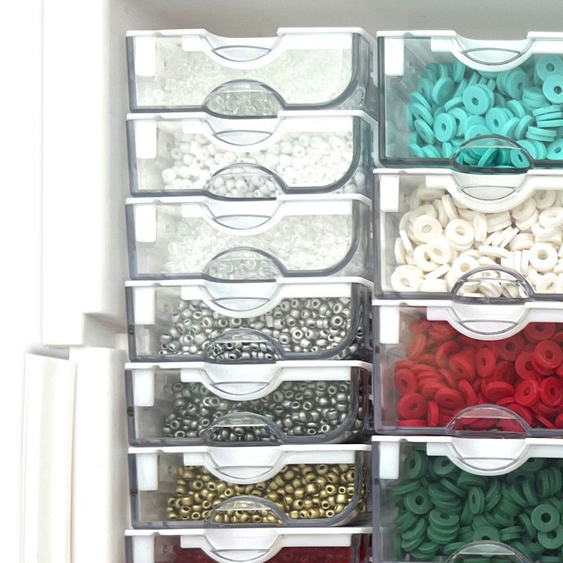 Bead Storage Solutions Assorted Glass and Clay Beads Set with Plastic See-Through Stackable Tray Organizer, 5 of 7