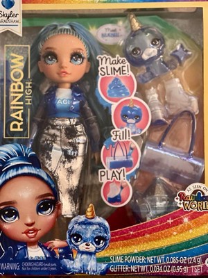 Rainbow High Skyler (Blue) with Slime Kit & Pet - Blue 11” Shimmer Doll  with DIY Sparkle Slime