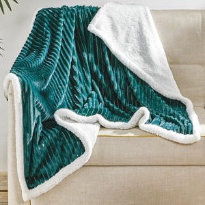 Plazatex Corduroy Faux Reverse PolyesterThrow Blanket - 50" x 60" - Teal - 1 of 4