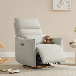 Spruce & Spring Power Swivel Recliner Chair Dual Motor Nursery Glider with Lumbar Pillow - 1 of 4