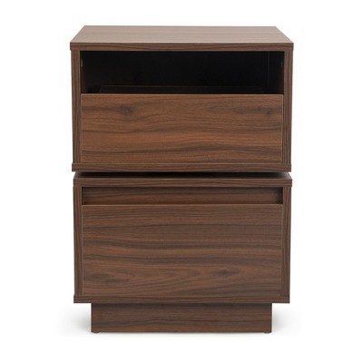 NicBex Modern Rotatable Nightstand Bedside Table with 2 Drawers for Bedroom and Living Room