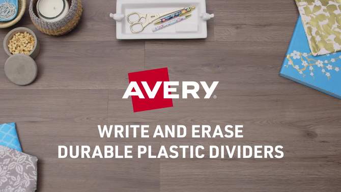Avery 5ct Write &#38; Erase Pocket Tab Plastic Divider Set, 2 of 5, play video
