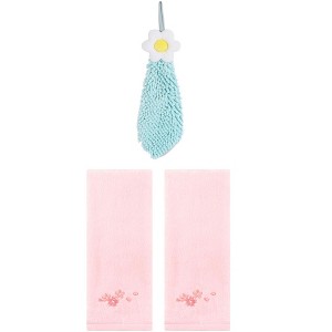 REGALWOVEN 3 Pcs Bathroom Home Decor Cotton Soft Absorbent Floral Hand Towel - 1 of 4