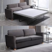 Mjkone Full Pull Out Upholstered Sleeper Sofa Bed (Dark Grey)
