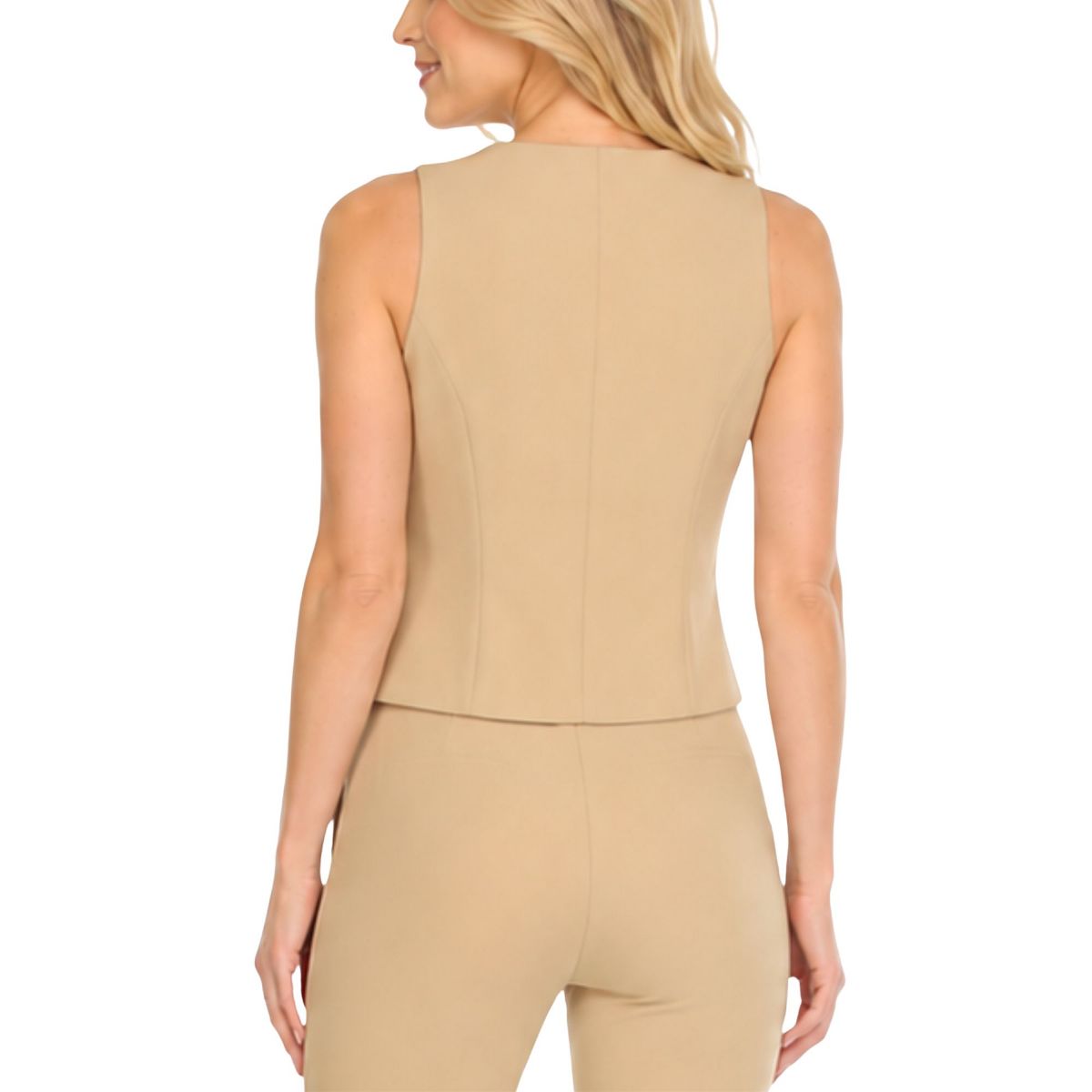 Women's Tailored Button Front Vest -White Mark - thumbnail 3