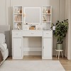 Okak Vanity Set with USB Charging Station, 5-Drawer Makeup Desk, 2 Cabinets & LED Mirror for Bridal Gift - 3 of 4