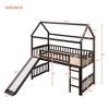 Sapphtopaz Twin Size Loft Bed with Slide,House Bed with Guardrail & Ladder,Space-Saving Kids Bed Frame with Under Bed Space for Boys & Girls - 4 of 4