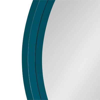 Travis Chic Teal Round Wooden Wall Mirror 24"