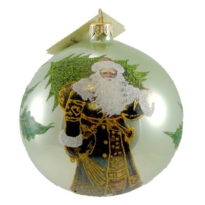 Christina's World 4.5" Holly Vine Santa Ornament Ball  -  Tree Ornaments