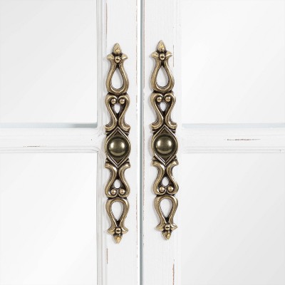Rustic White Wood Windowpane Arch Vanity Mirror