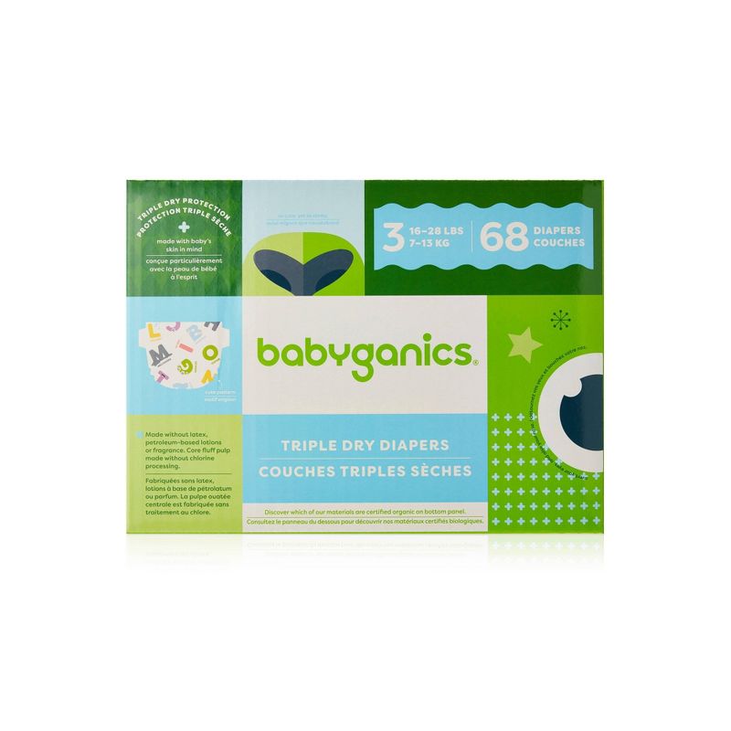 Babyganics Disposable Diapers Box - Size 3 - 68ct, 1 of 8