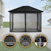 Sunjoy 11 x 13 Foot Hildreth Screened Gazebo Outdoor Canopy Tent Backyard Patio Shaded Shelter with Steel Roof Top and Stable Aluminum Posts, Black - 2 of 4