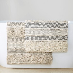 Woven Texture Stripe Bath Rug Natural 22x58" - 1 of 4