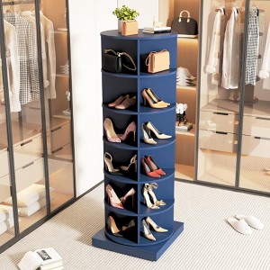 QingMoon Rotating Shoe Rack, 6-Tier Shoe Display Tower, Lazy Susan Shoe Organizer, Freestanding Vertical Storage for Living Room, Entryway - 1 of 4