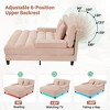 Upholstered Chaise Lounge with 6-gear Adjustable Backrest, Lazy Sleeper Sofa Bed Leisure Reading Couch with 2 Pillows & LED - ModernLuxe - 3 of 4